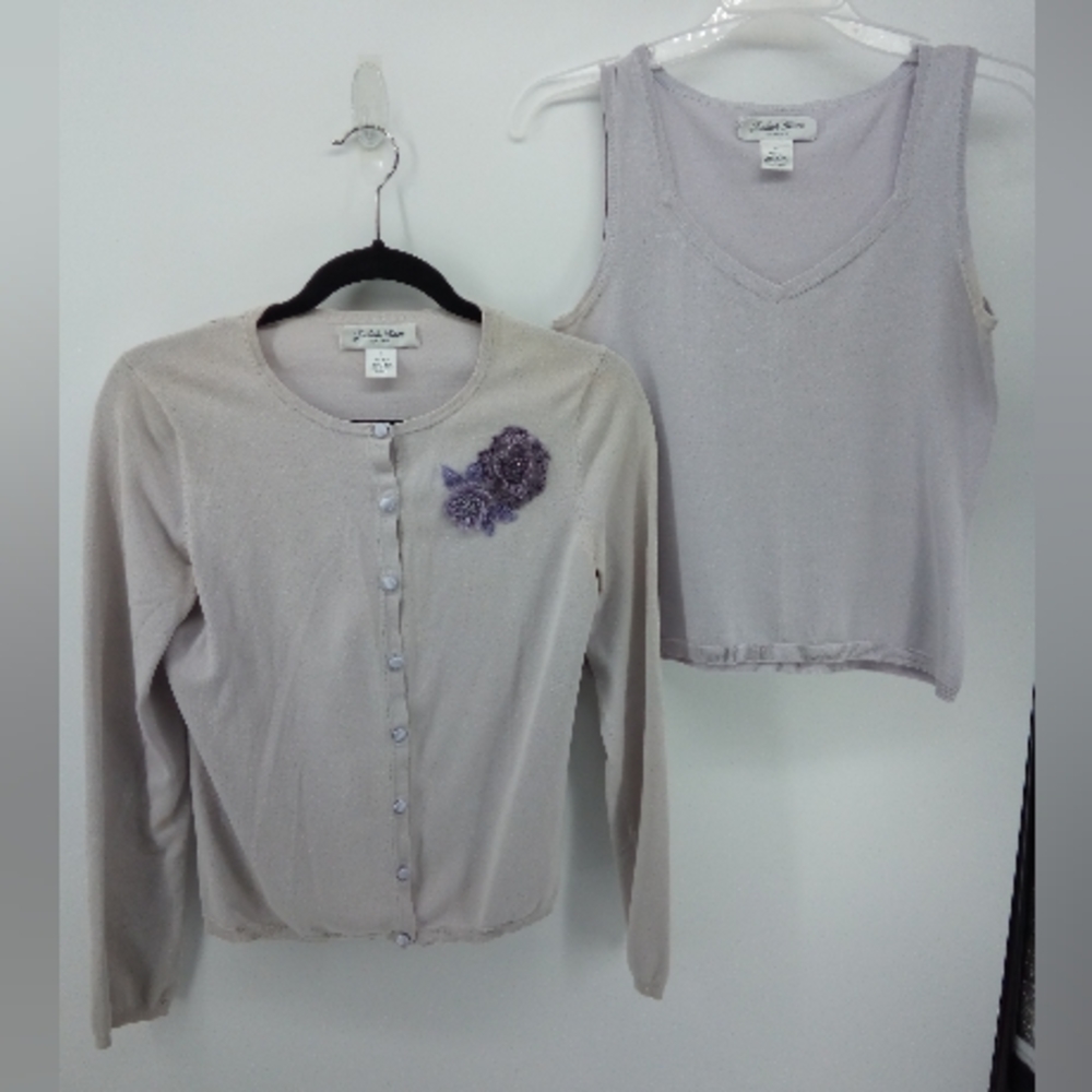 Vintage Judith Hart Petites Silk Lavender Cardigan Set Bundle S